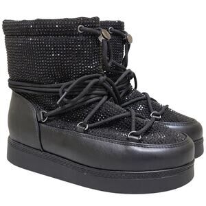 INC INTL Concepts Brooklynn Platform Rhinestone Covered Booties Size US 6M Black